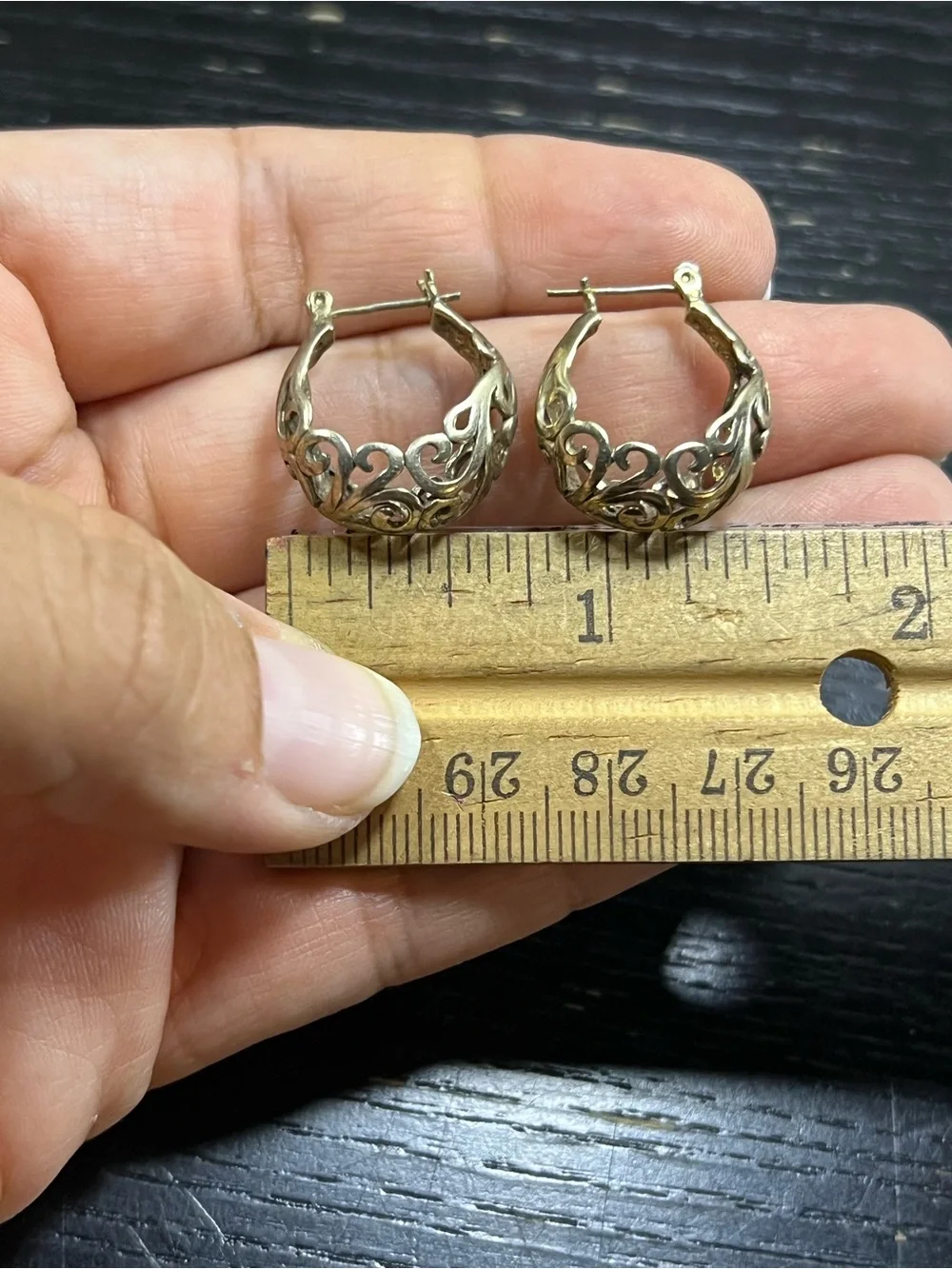 ilver 925 Pierced Filigree Creole Hoop Earrings